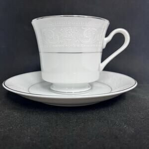 vTG salem translucent fine china footed tea cup and saucer elegant white Replacm